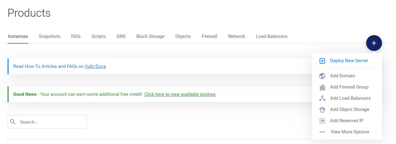 Deploy New Vultr Server